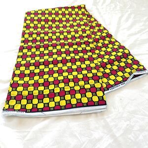 Hitarget African Wax Pink Yellow black Abstract Print Fabric 6 Yards 100% Cotton